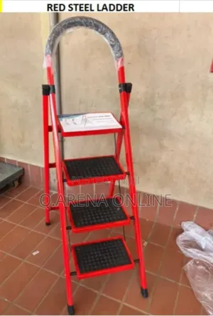 4 Steps Red Steel Ladder Durable