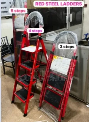 3 Steps High Quality Red Steel Ladder