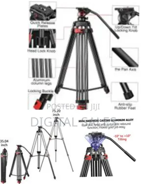 72 Inches Video Tripod, Professional Heavy Duty Aluminum Tripod System
