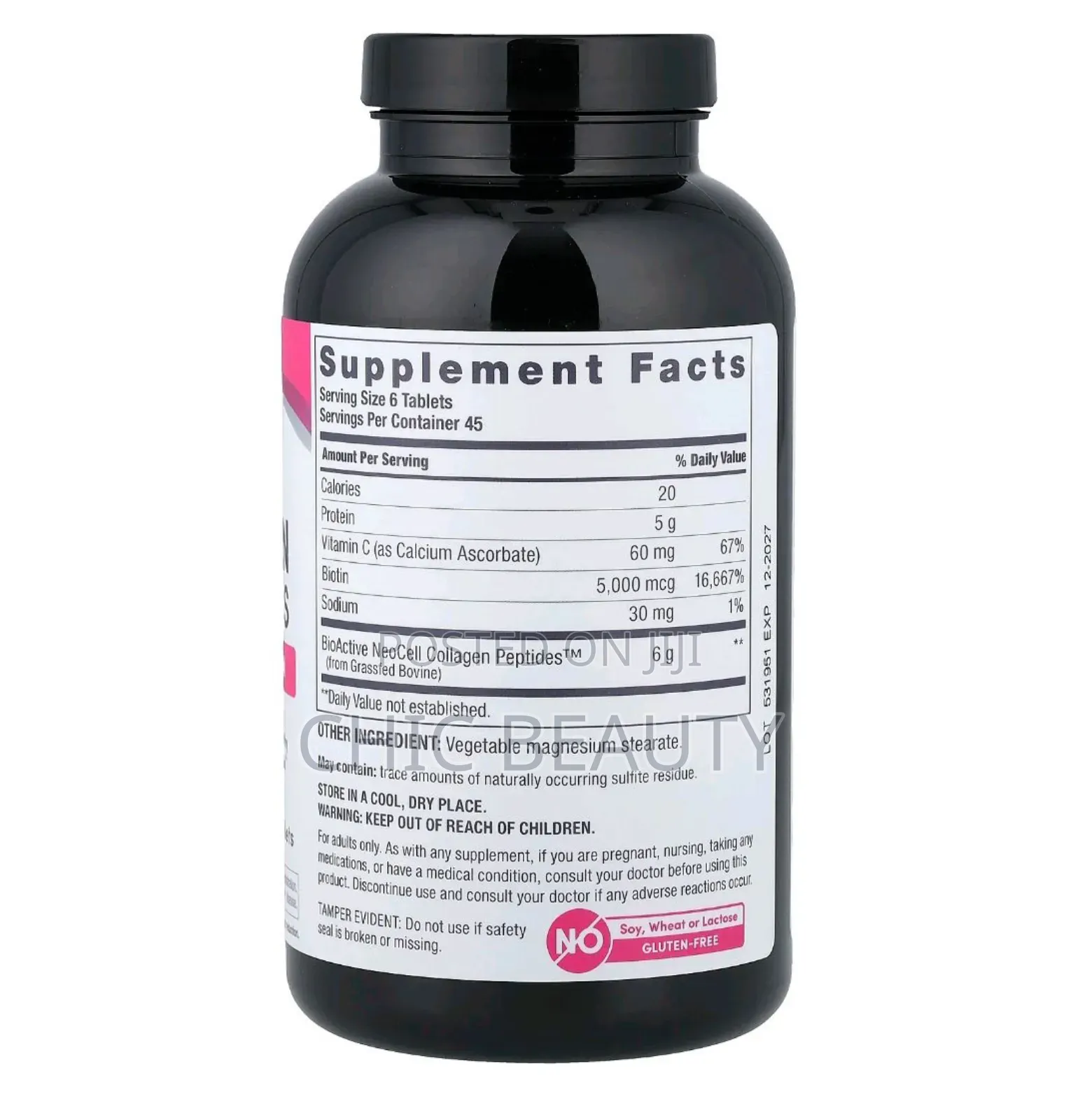 Neocell Grassfed Collagen Peptides, Vitamin C Biotin 270 Tablets