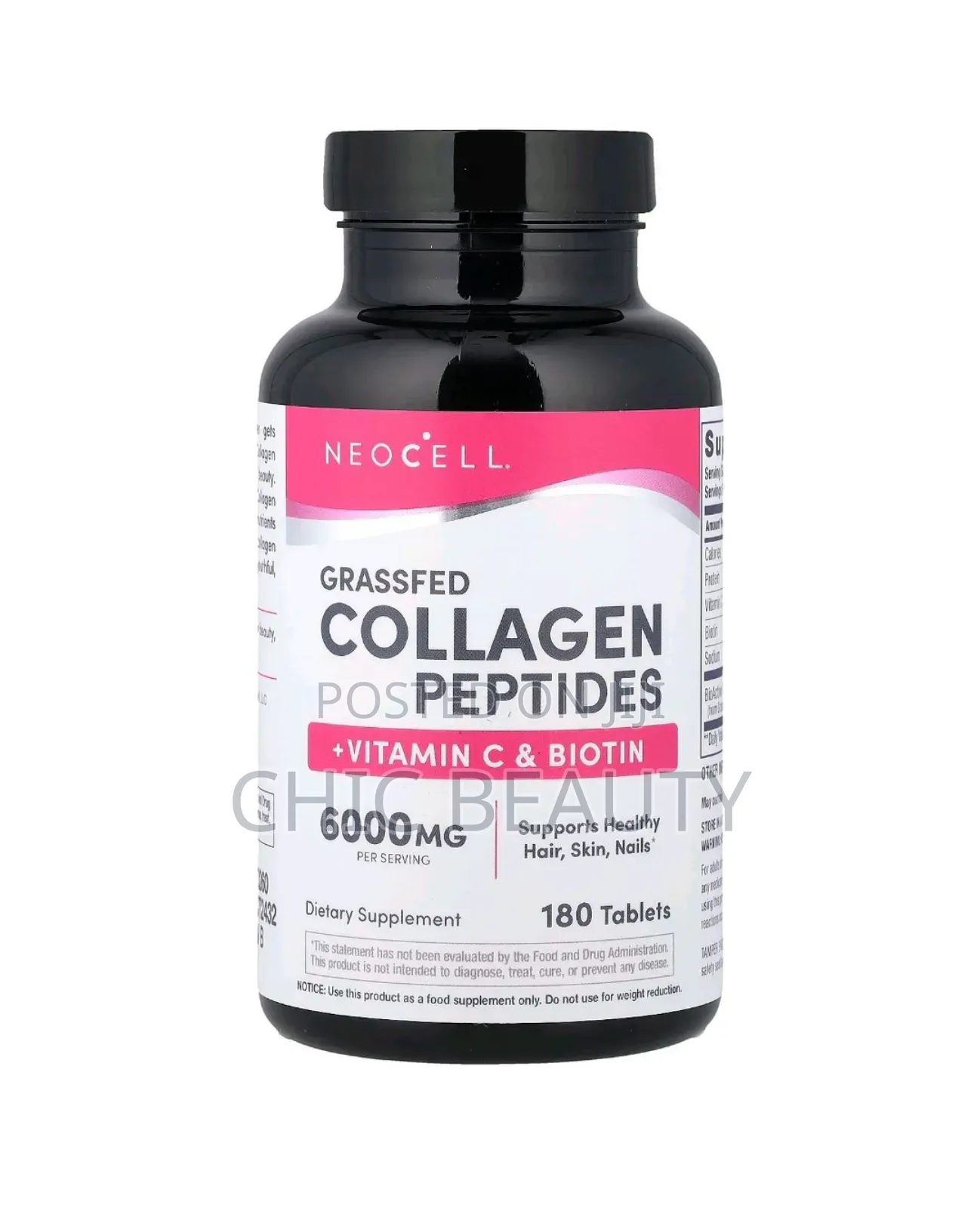 Neocell Grassfed Collagen Peptides Vitamin C and Biotin 180 Tablets