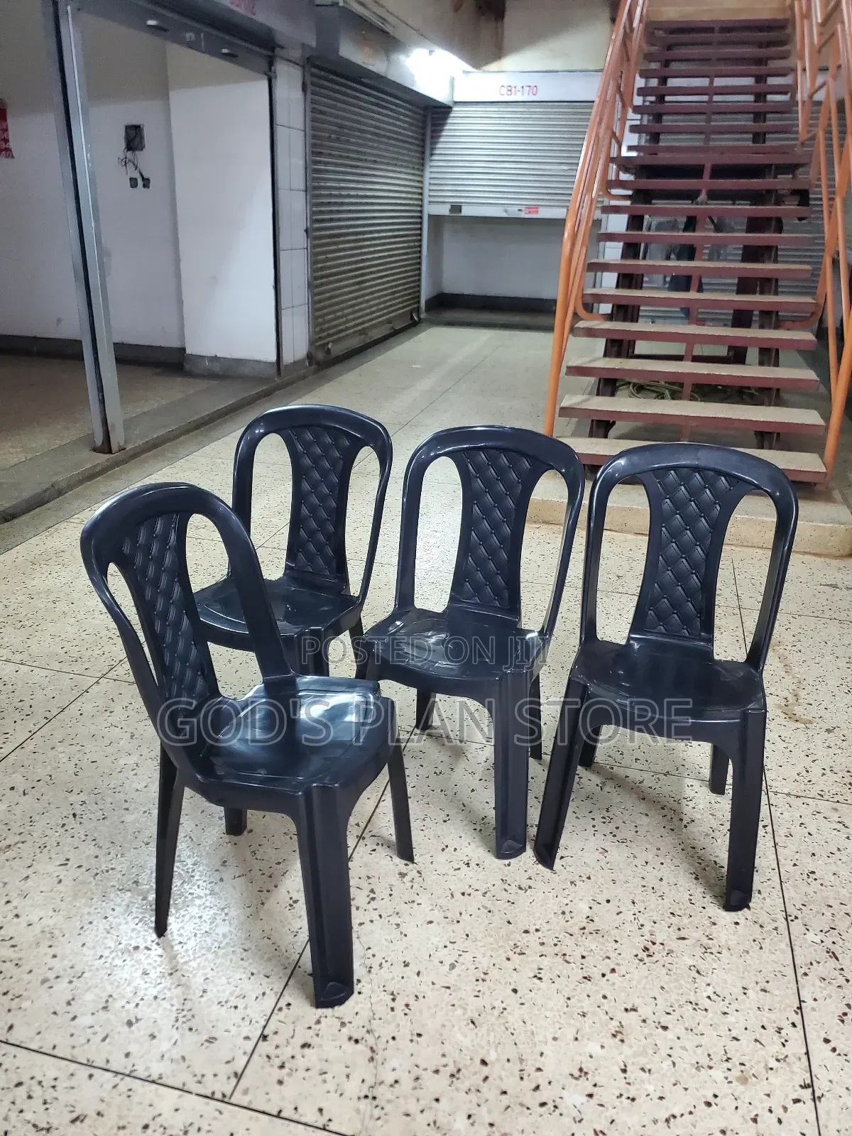 Black Armless Plastic Chair