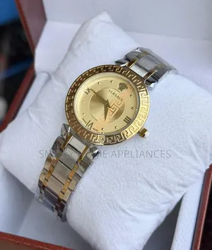 Gold Face Versace Women's Wrist Stylish Silver Gold Time Piece