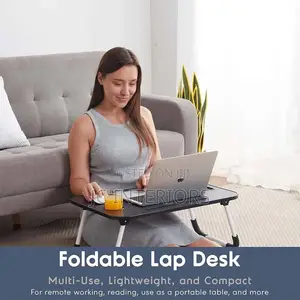 Lap Desk With Storage Drawer, Holders for Cup and Tablet,