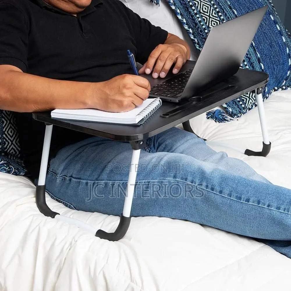 Lap Desk With Storage Drawer, Holders for Cup and Tablet,