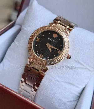 Black Face Versace Women's Rosa Golden Wrist Analog Time Piece