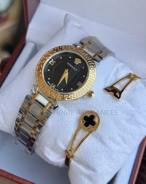 Silver Golden Women's Original Versace Analog Wrist Time Piece