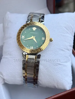 Green Face Women's Versace Wrist Stylish Analog Silver Time Piece