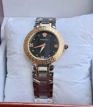 Balck Face Women's Original Versace Silver Strapped Wrist Time Piece