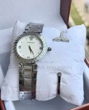 Women's Original Versace Analog Wrist Silver Time Piece With Bracelet