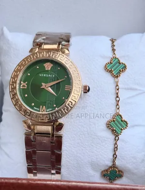 Greenface Womens Original Versace Analog Rose Gold Watch With Bracelet