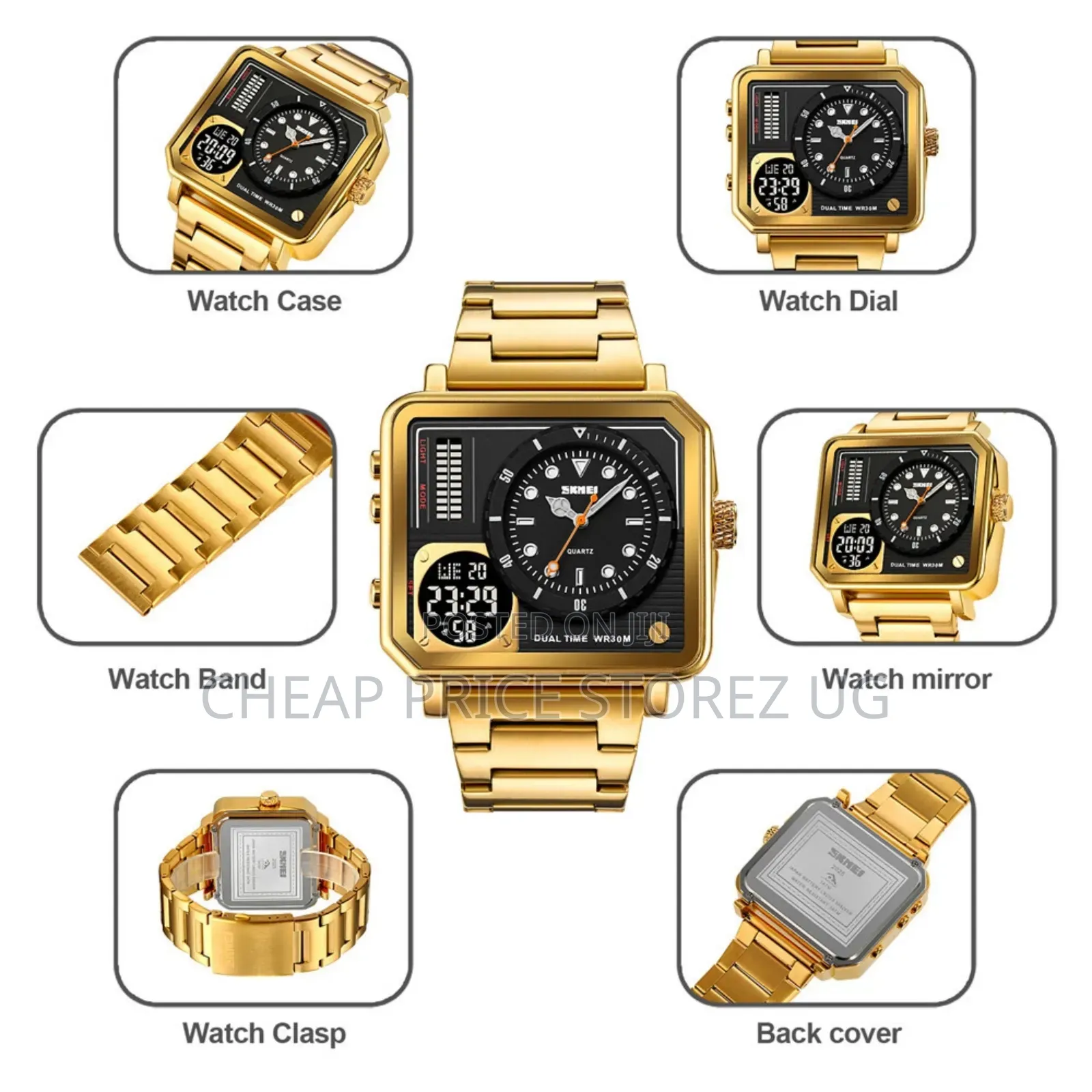 Watch for Men With Multi-Time Zone Waterproof Stopwatch