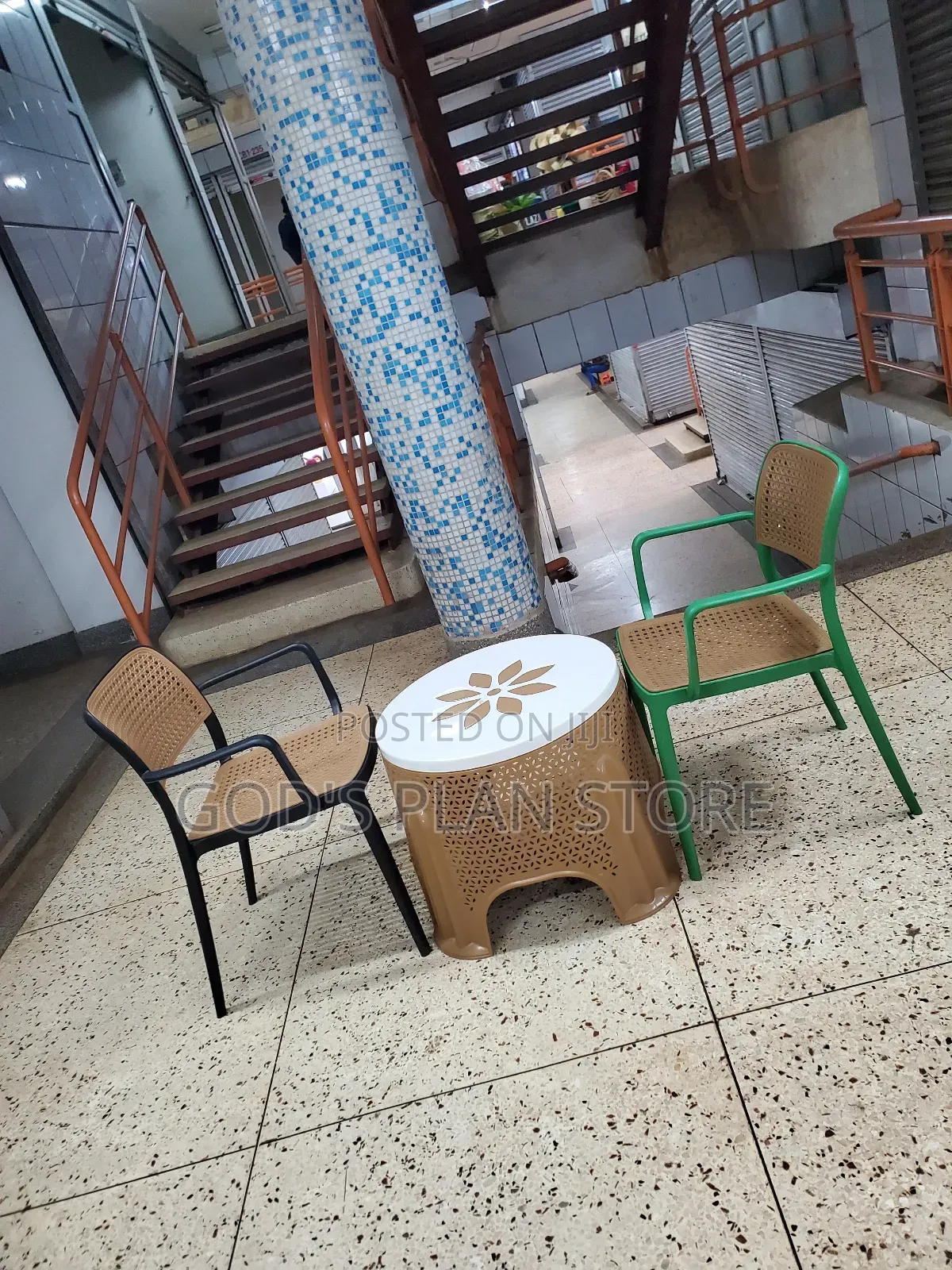 Plastic Table and 2 Accent Chairs