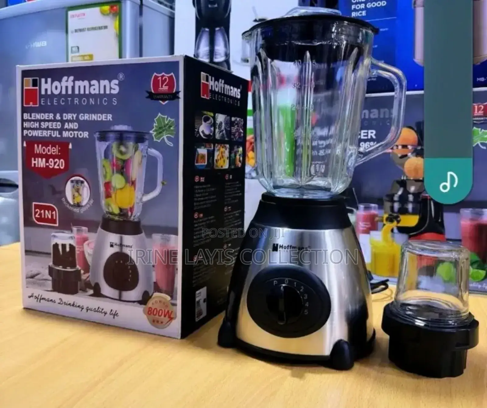 Hoffmans 2-in-1 Blender Dry Grinder, Model Hm-920.