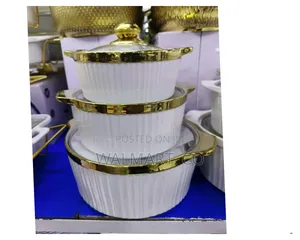 White Golden Ceramic Serving Dishes