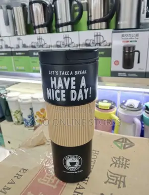 Insulated Stainless Coffee Cup Have a Nice Day/Black