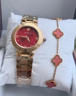 Red Face Versace Women's Original Wrist Time Piece With a Bracelet