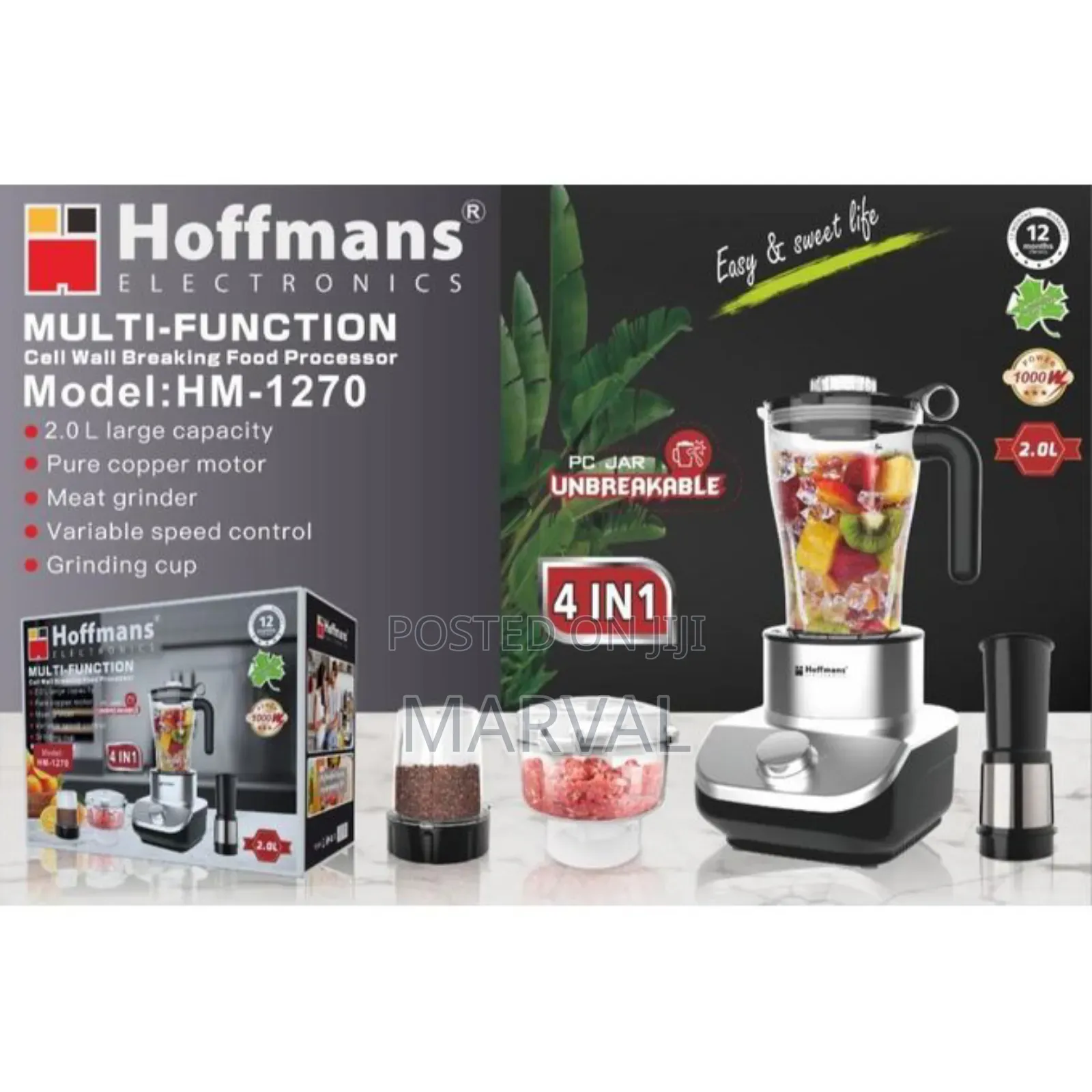 Hoffmans Hm-1270 Multi-Function 4-in-1 Wall Breaking Food Processor.