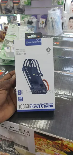 Power Bank With Cable Fast 2.1a Wire Charge