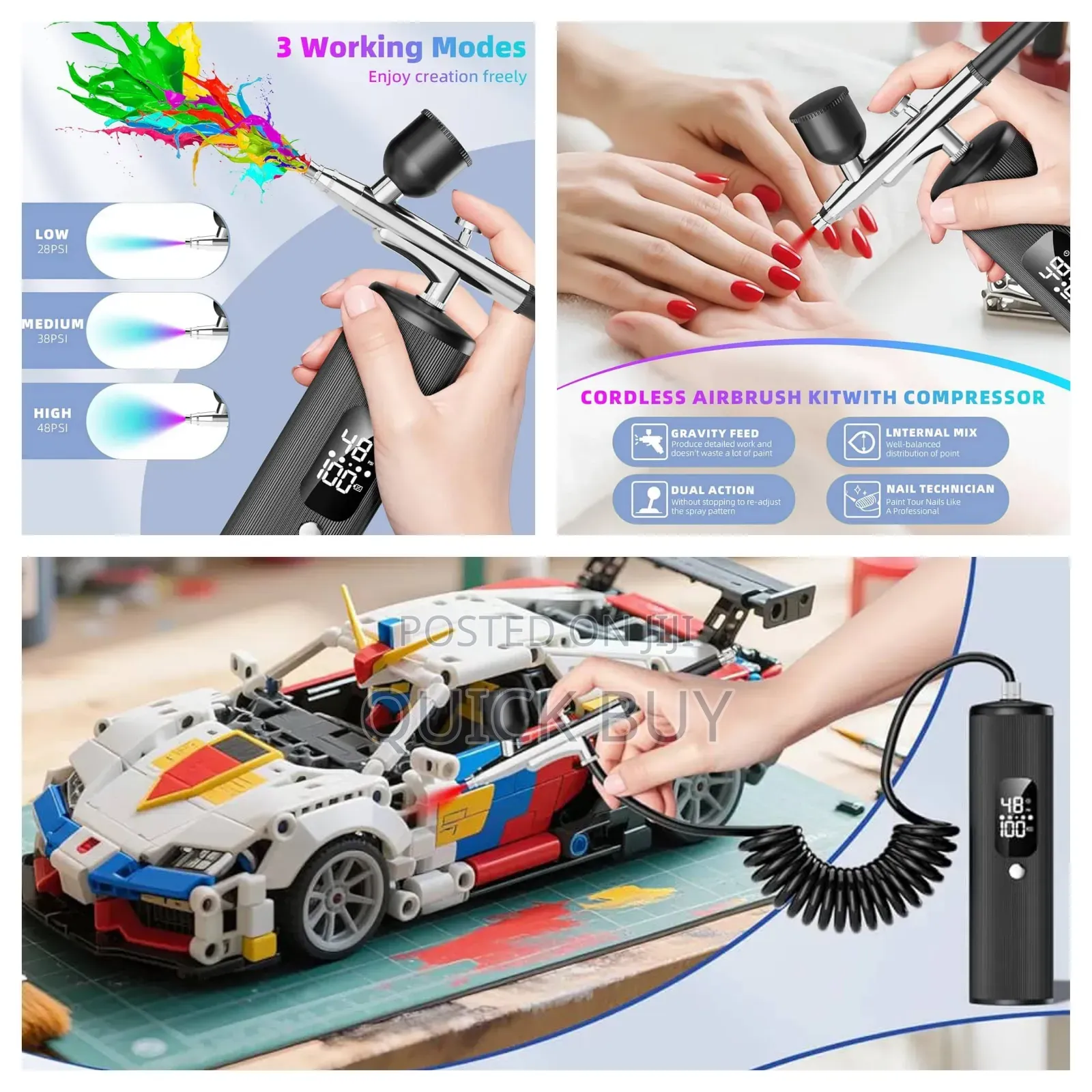 Rechargeable High-Pressure Airbrush Kit With Compressor