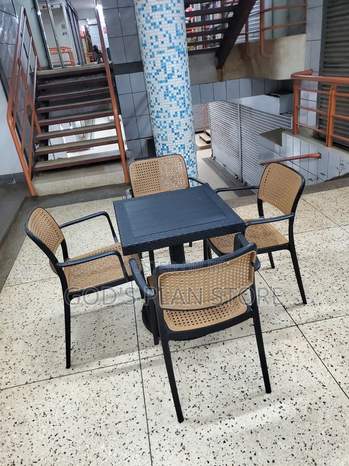 Hotel Set of Plastic Chairs and Table