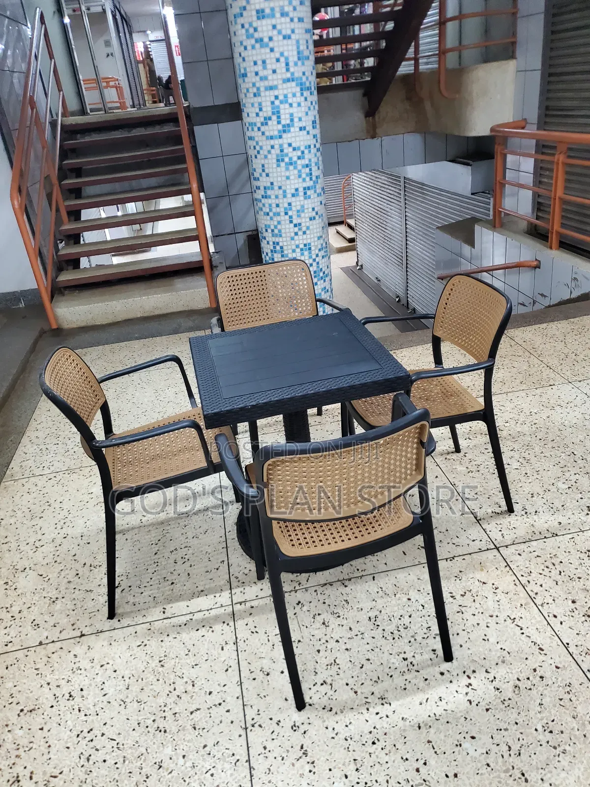 Hotel Set of Plastic Chairs and Table