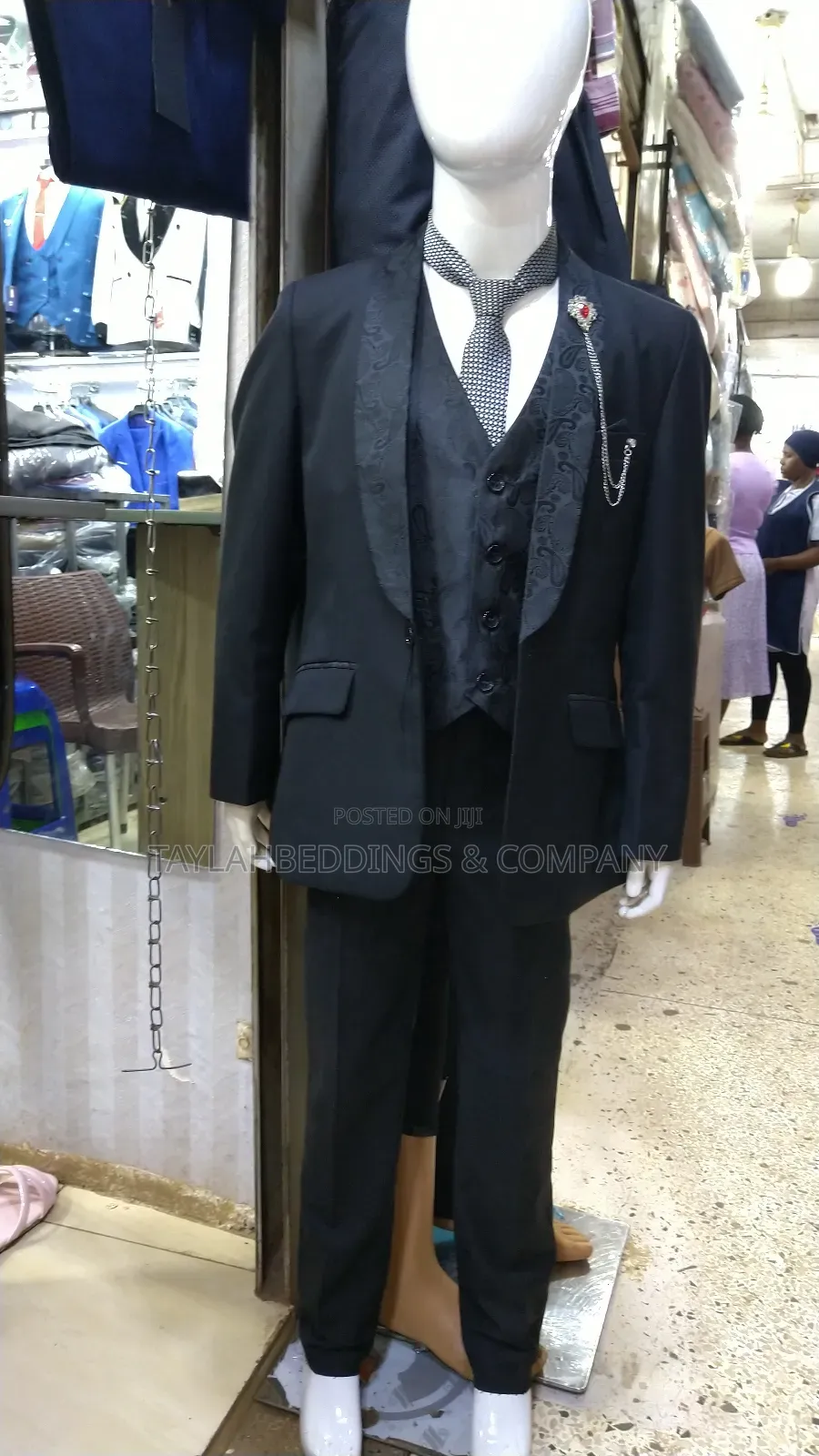 Black Solid Suit Ensemble for Boys 3pcs