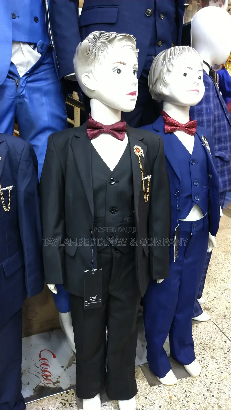 Sophistication 3 Piece Black Solid Suit for Boys