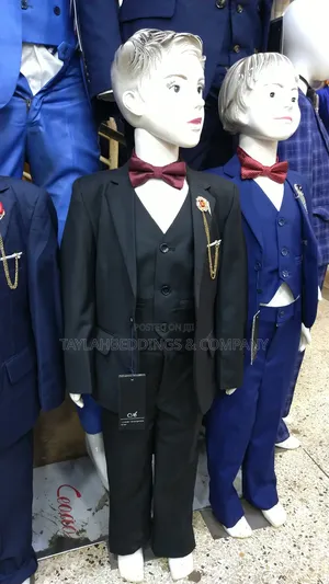 Sophistication 3 Piece Black Solid Suit for Boys