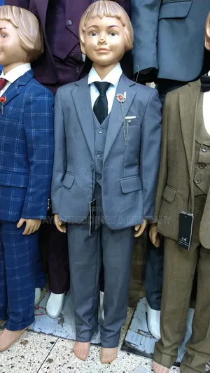 Formal Suit 3-Pieces Grey Blazer Pants and Plaid Vest Big Amp