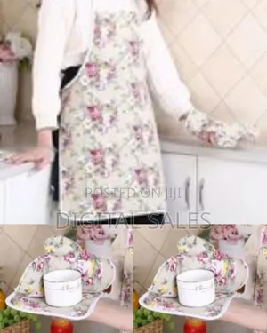 3pc Kitchen Apron Heat Proof Microwave Oven Gloves Heating