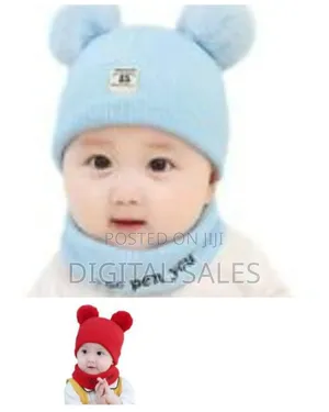 2 PCS Cotton Baby Girls Boys Warm Knit Hat and Scarf