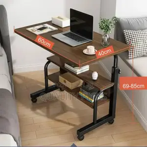 Adjustable Laptop Table With Shelves and Rollers.