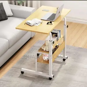 Adjustable Laptop Table With Shelves and Rollers.