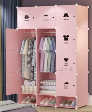 Three Column Plastic Closet Pink