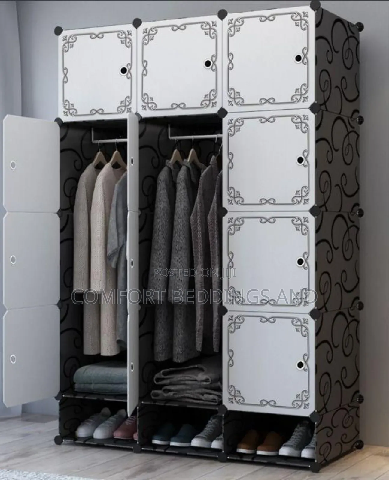 Three Column Plastic Closet Black