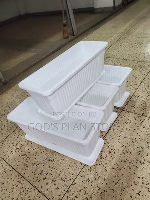 Rectangular Plastic Pots White Extra Large