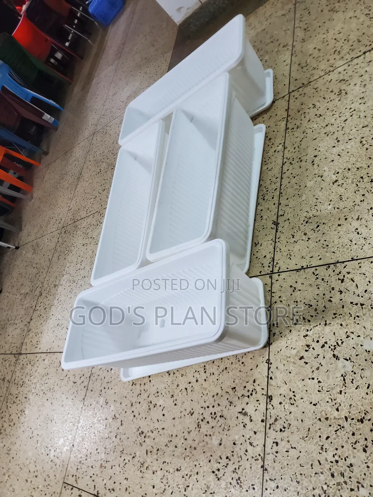White Rectangular Flower Pots