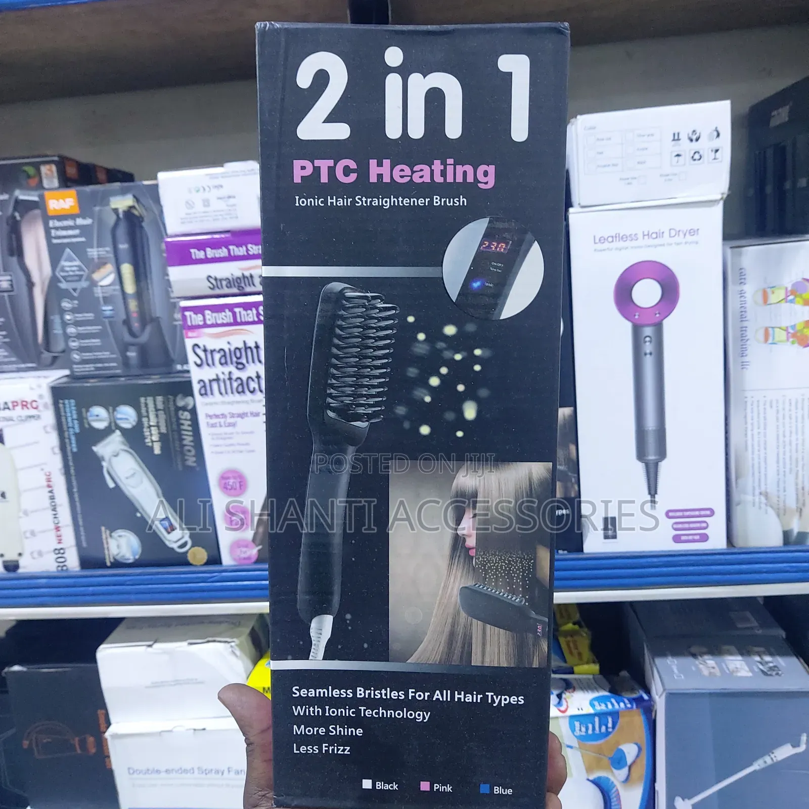 2 in 1 PTC Heating Ionic Hair Straightener Brush