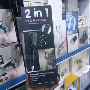 2 in 1 PTC Heating Ionic Hair Straightener Brush