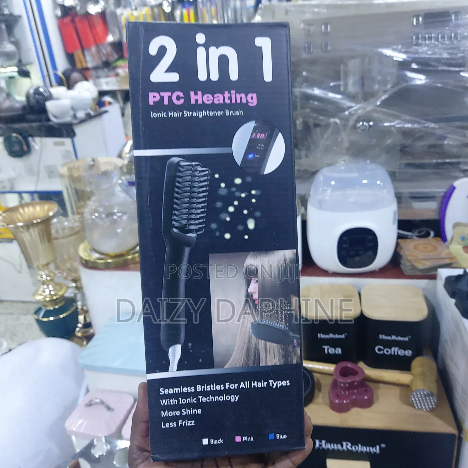 2 in 1 PTC Heating Ionic Hair Straightener Brush