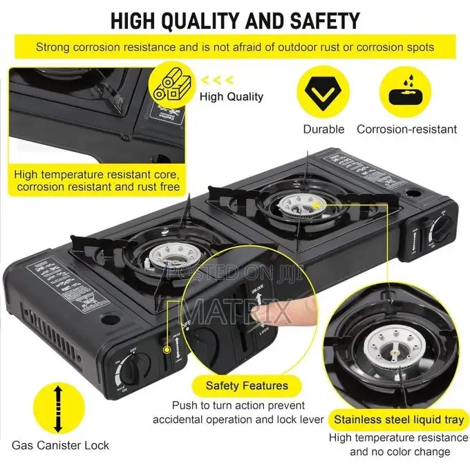 Portable Camping Stove With Double Auto Ignition Burner