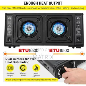 Portable Camping Stove With Double Auto Ignition Burner