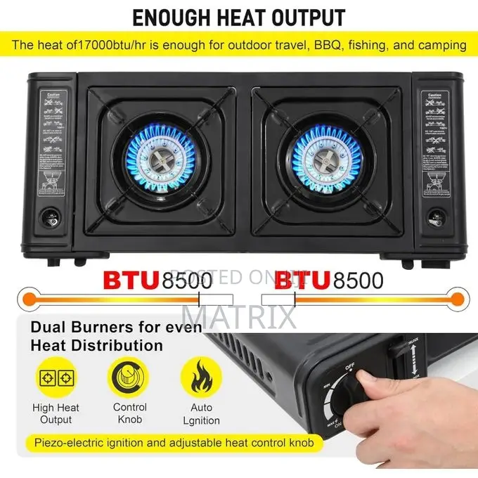 Portable Camping Stove With Double Auto Ignition Burner