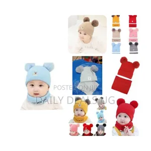 2 PCS Cotton Baby Girls Boys Warm Knit Hat and Scarf Set