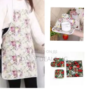 3pc Kitchen Apron Heat Proof Microwave Oven Gloves Heating Padpot Hold