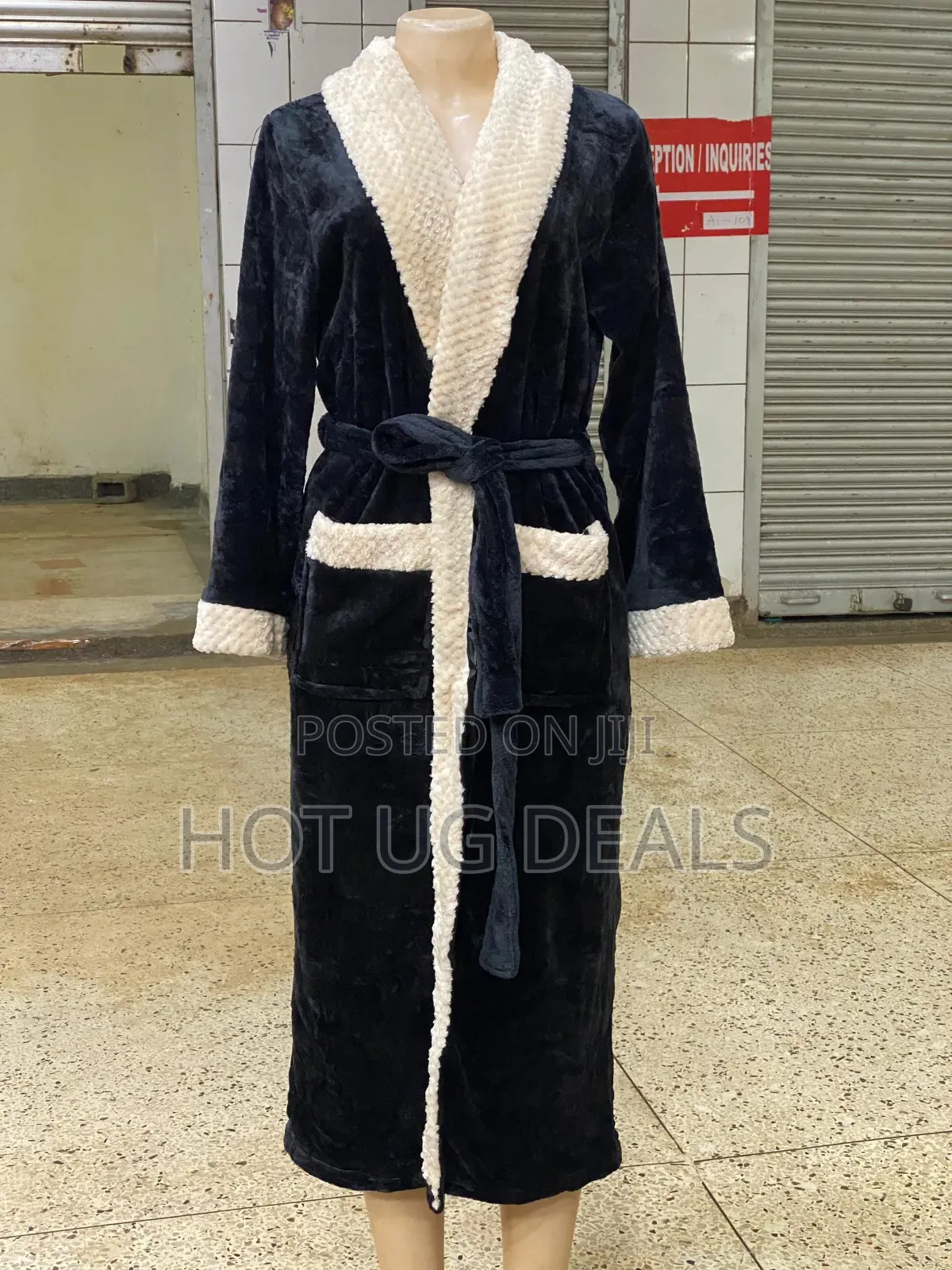 Unisex Cotton Bathrobe - Black