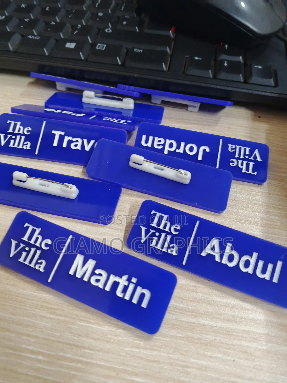 Blue Plastic Name Tags