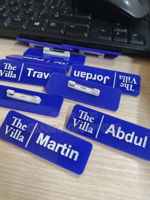Blue Plastic Name Tags