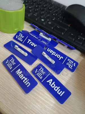 Blue Plastic Name Tags